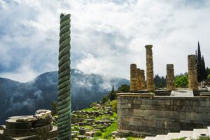 Ruins of ancient Delphi on the mountainside — Delphi and Hosios Loukas private day trip