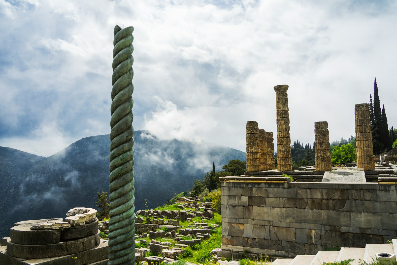 Ruins of ancient Delphi on the mountainside — Delphi and Hosios Loukas private day trip