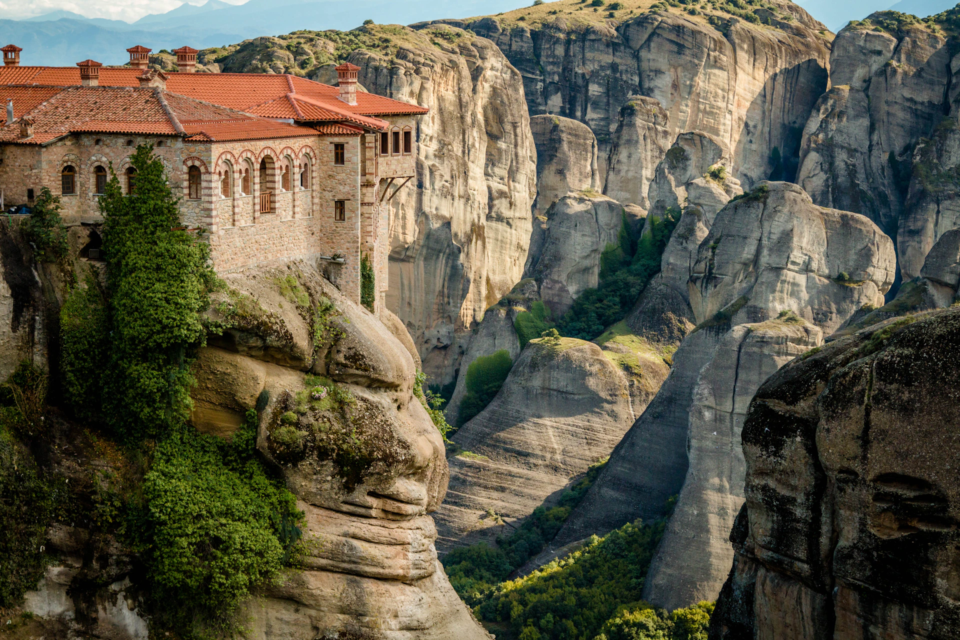 The monasteries of Meteora, 355 km from Athens